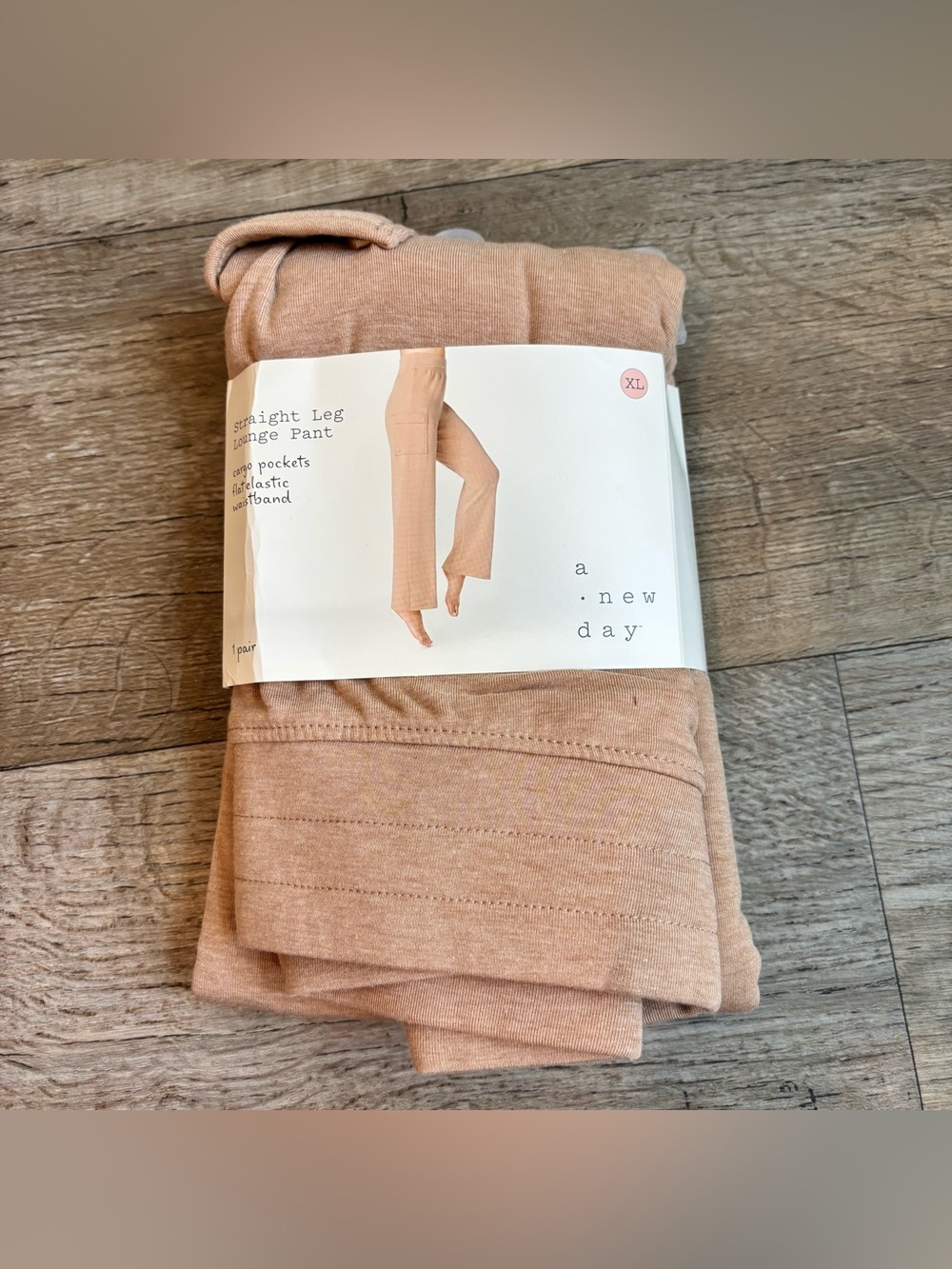 A New Day Women's Straight Leg Cargo Lounge Pants in beige size XL